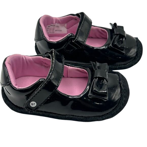 Stride Rite Black Patent Leather Bow Mary Janes Size 3 - Picture 2 of 6